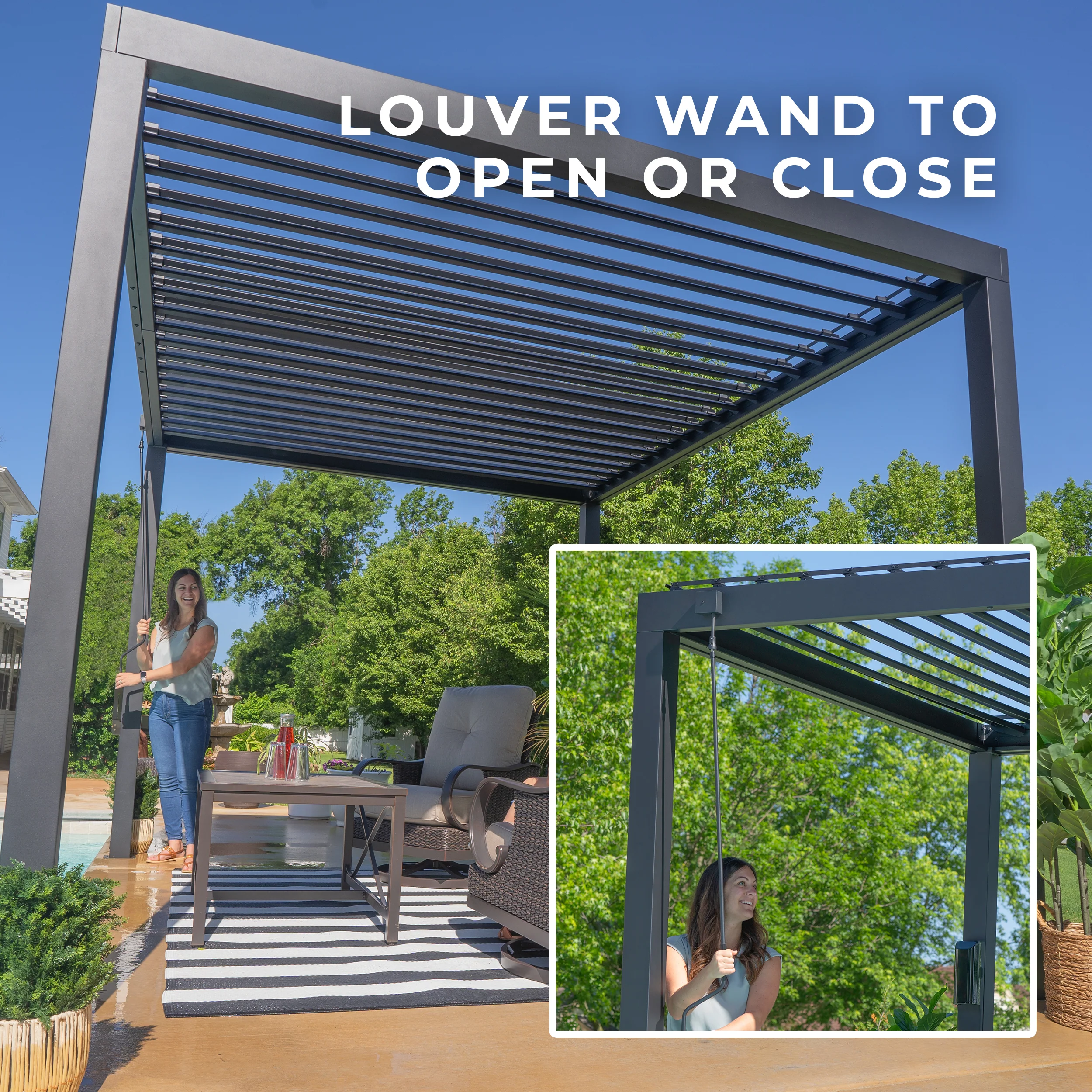 10x10 Sarasota Steel Louvered Pergola - Image 8