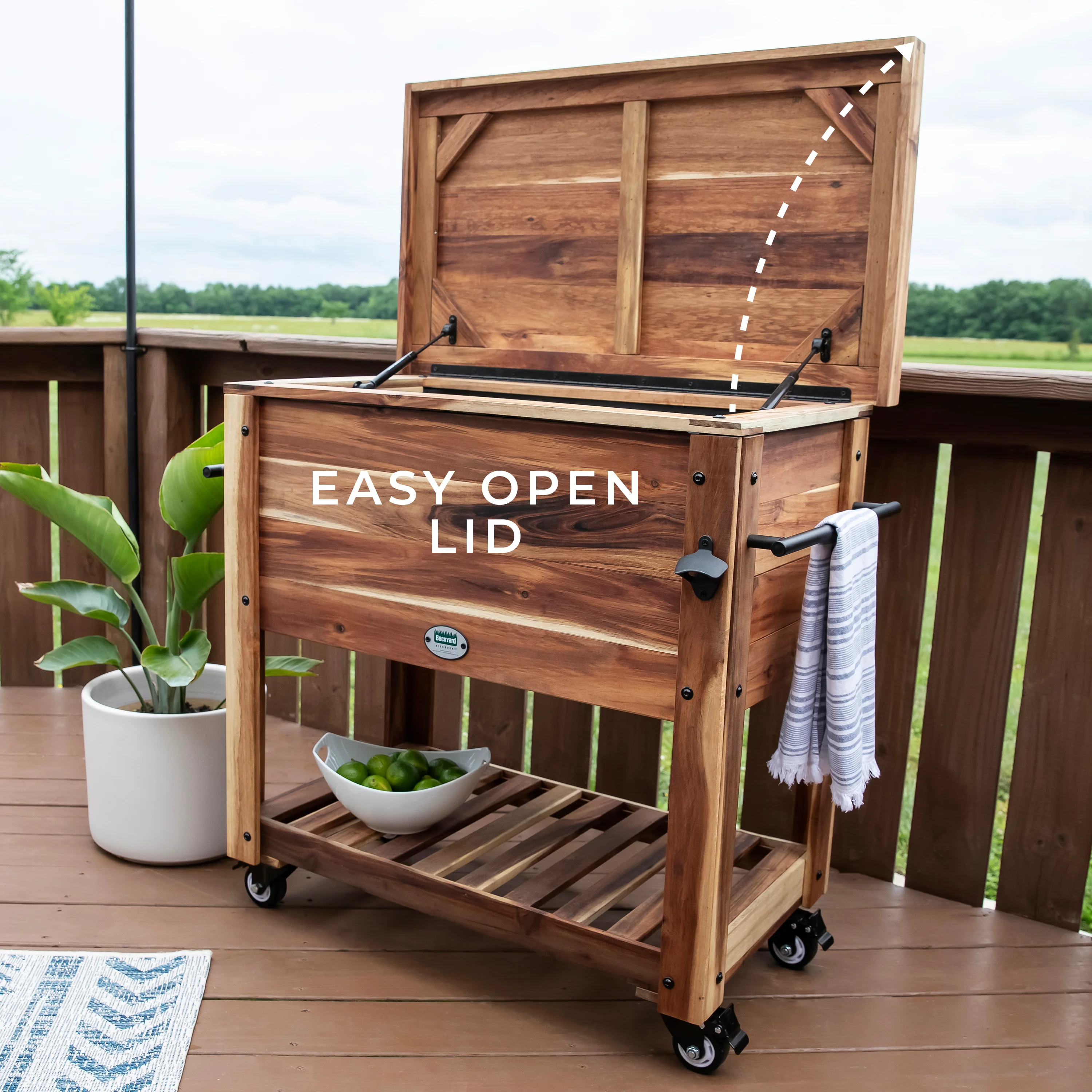 100 Quart Patio Cooler - Acacia - Image 3
