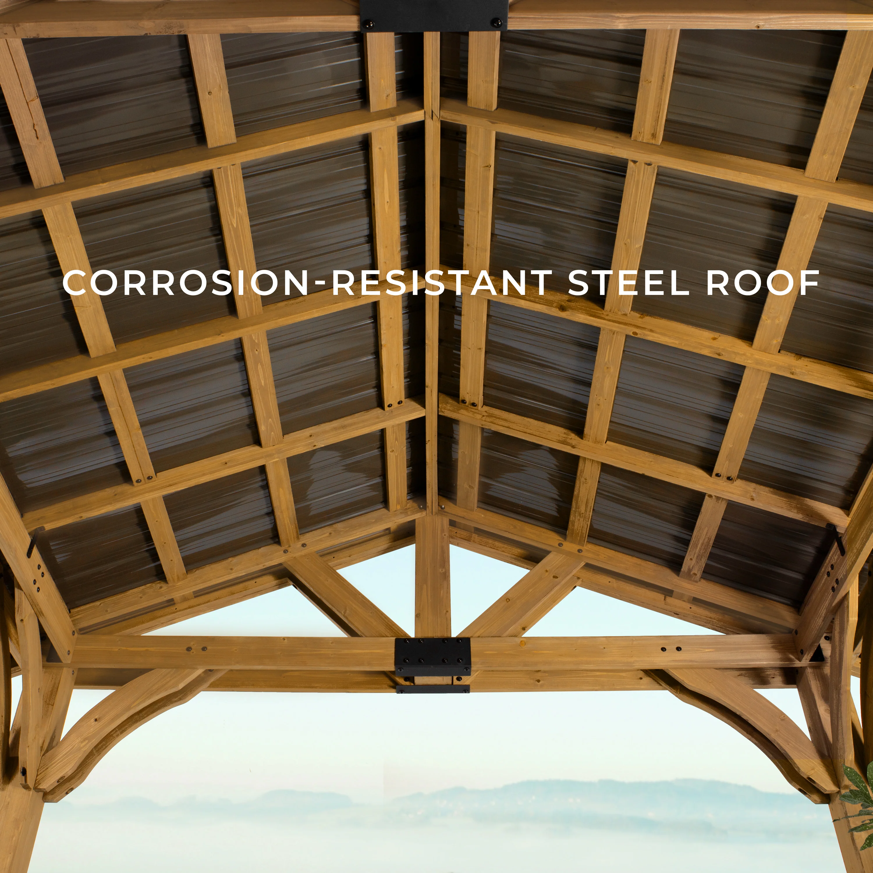 12x10 Arlington Gazebo with Electric - Lt Brown - Image 5