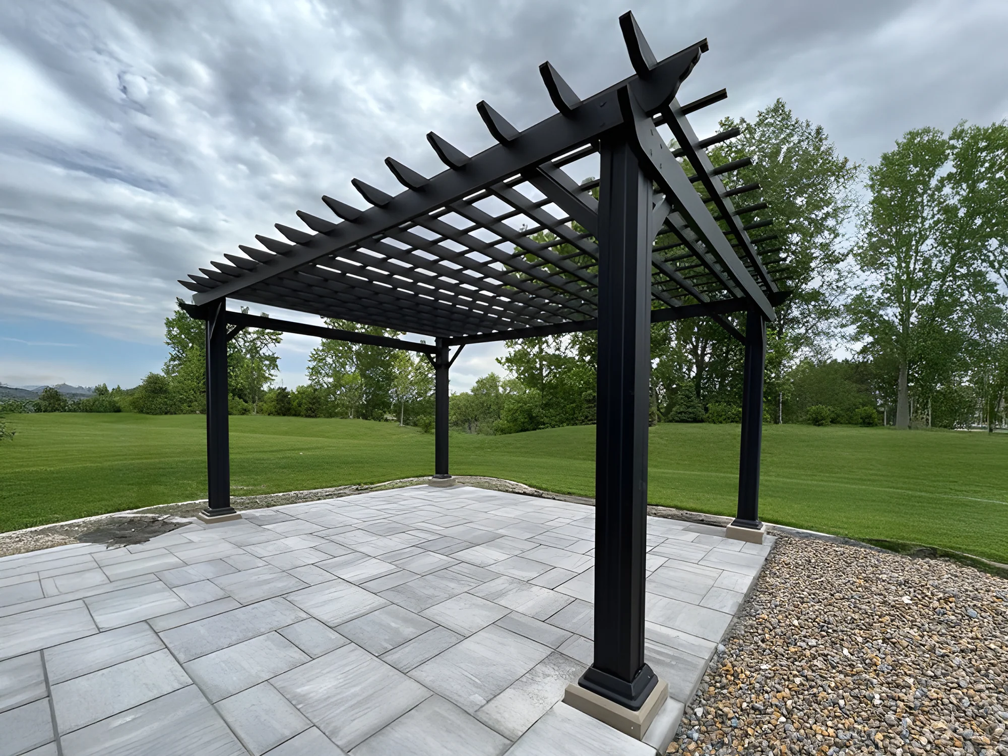 Stratford | 12x10 Steel Pergola – Black - Image 11