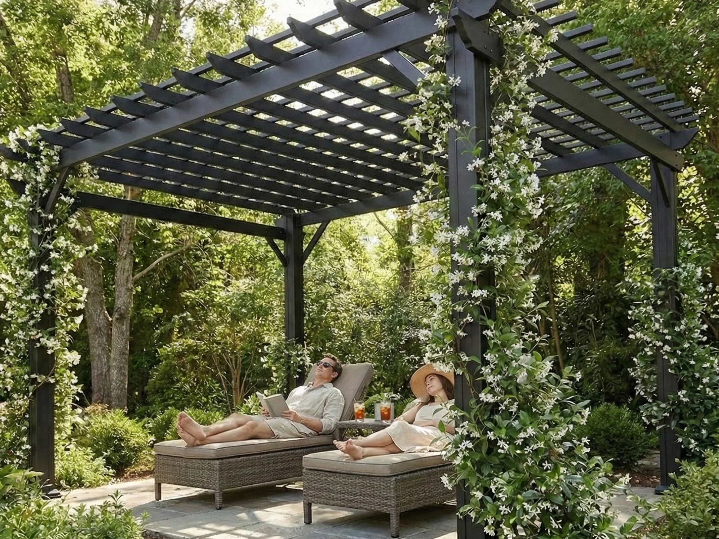 Stratford | 12x10 Steel Pergola – Black - Image 13