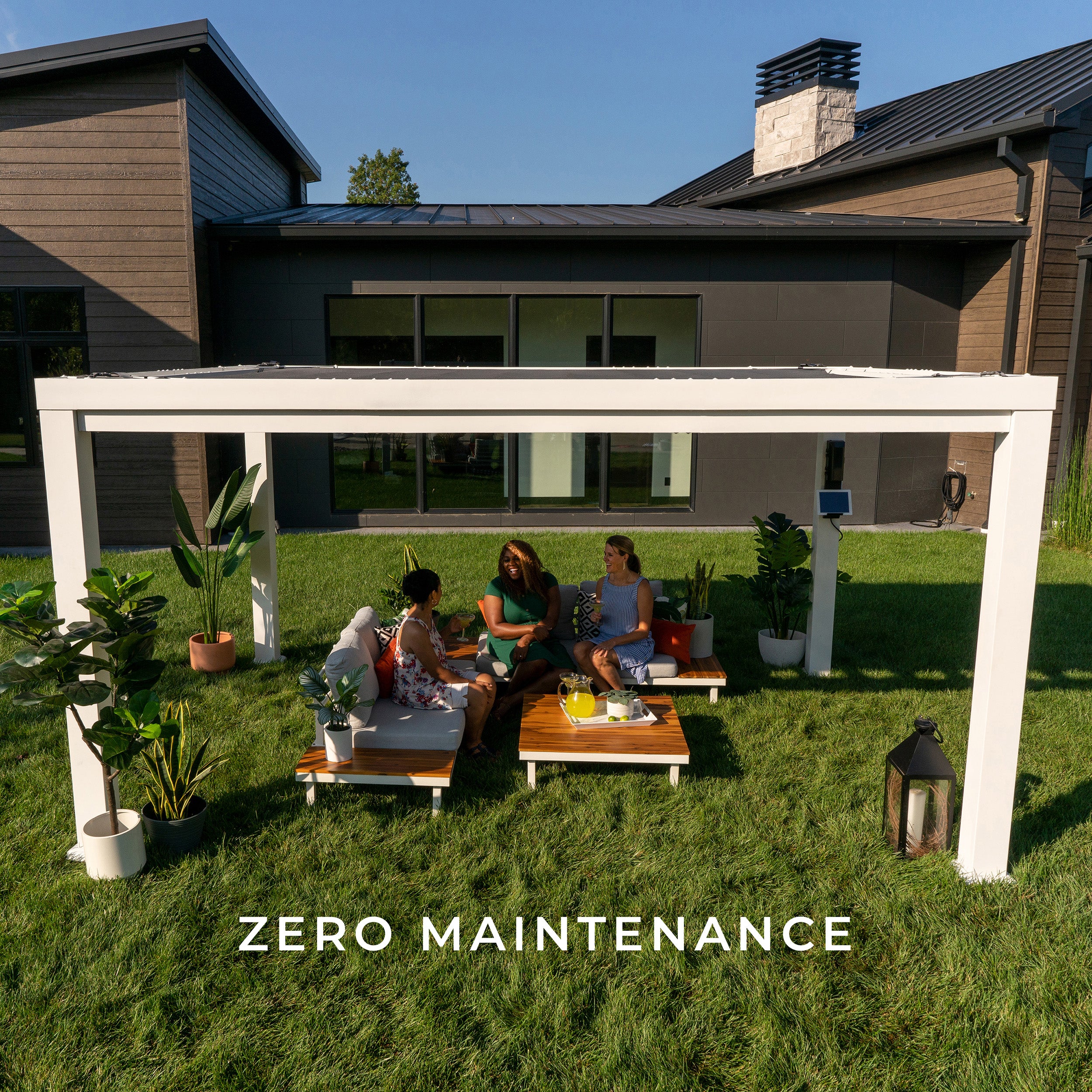 14x10 Windham Modern Steel Pergola With Sail Shade Soft Canopy - Image 6