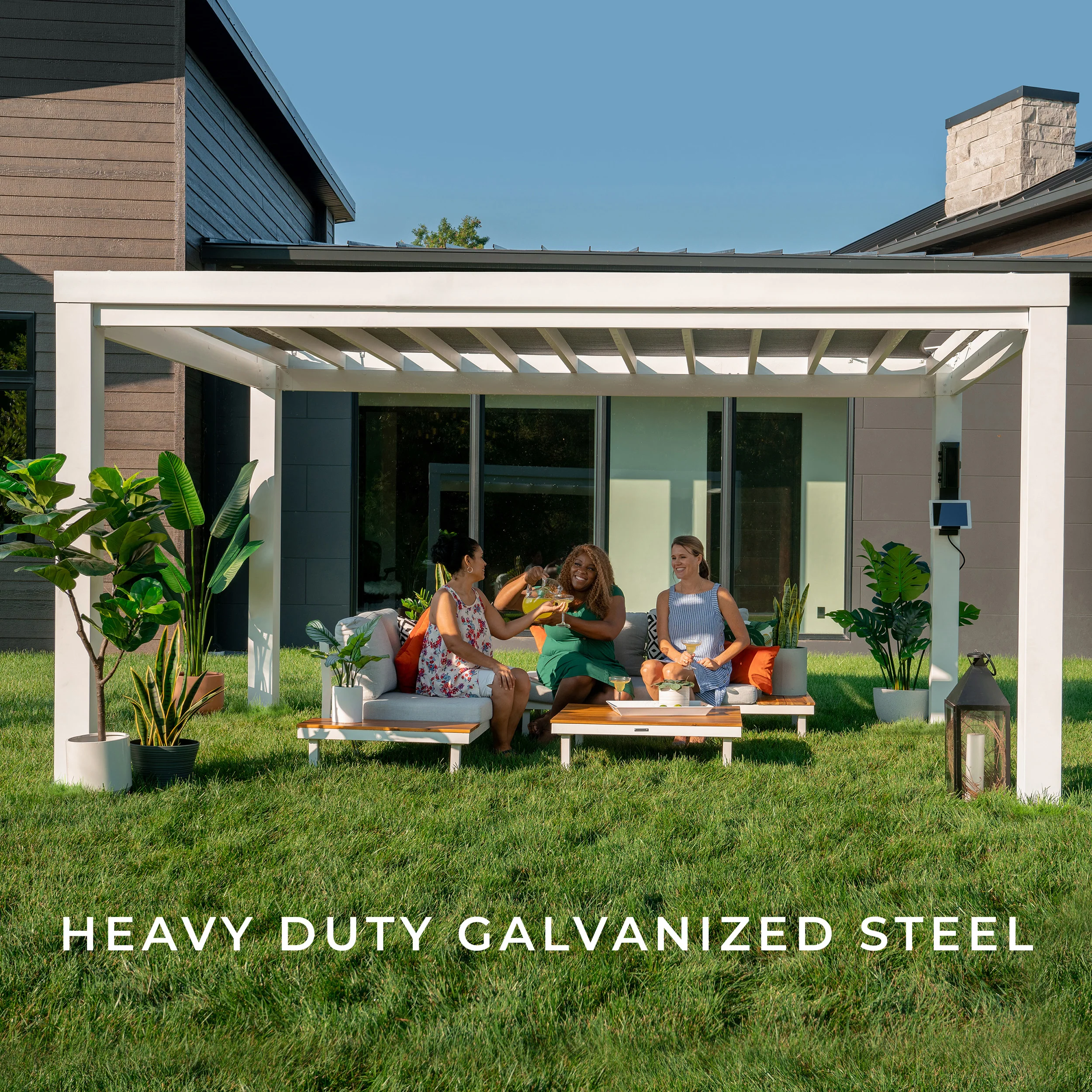 14x12 Windham Modern Steel Pergola With Sail Shade Soft Canopy - Image 5