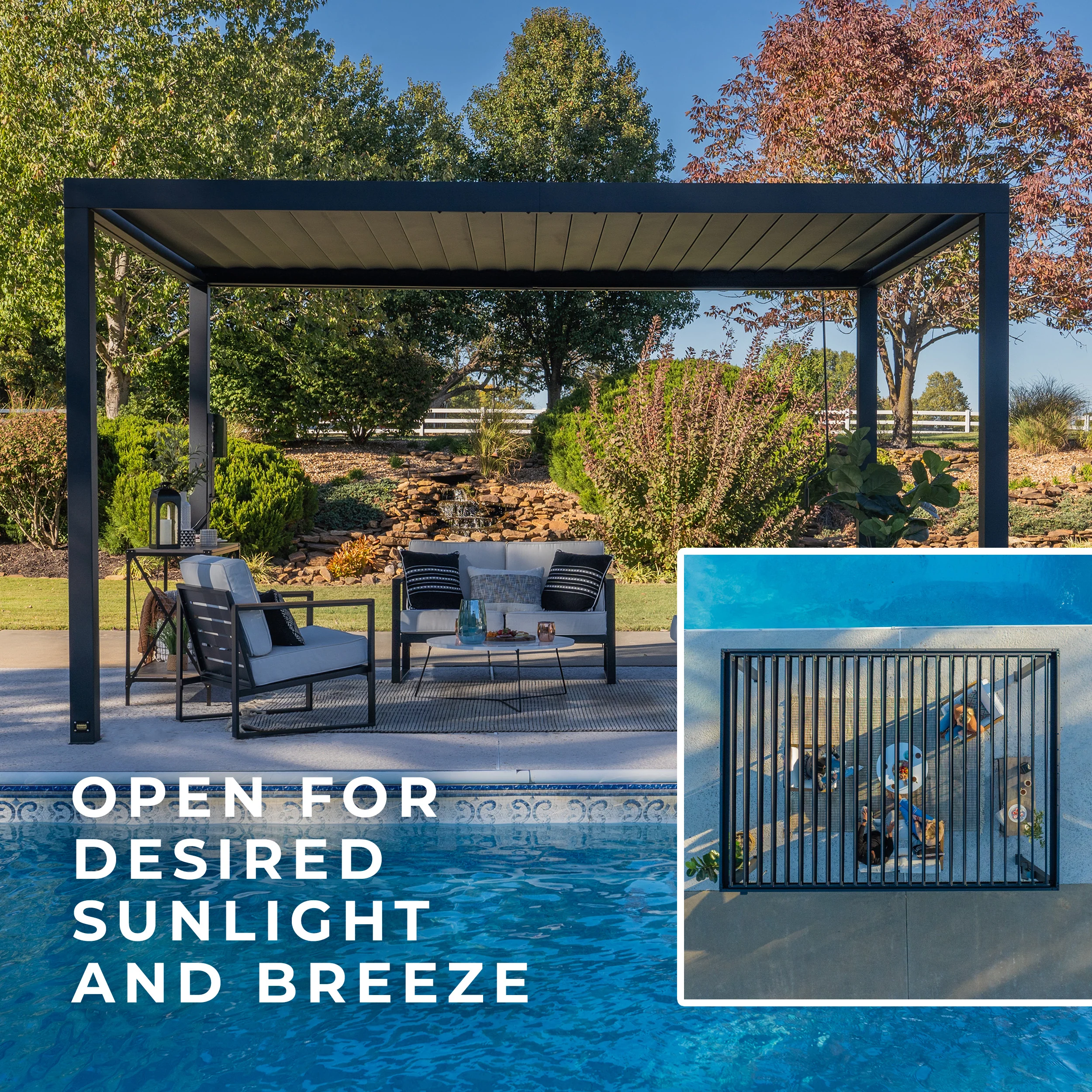16x10 Sarasota Steel Louvered Pergola - Image 5