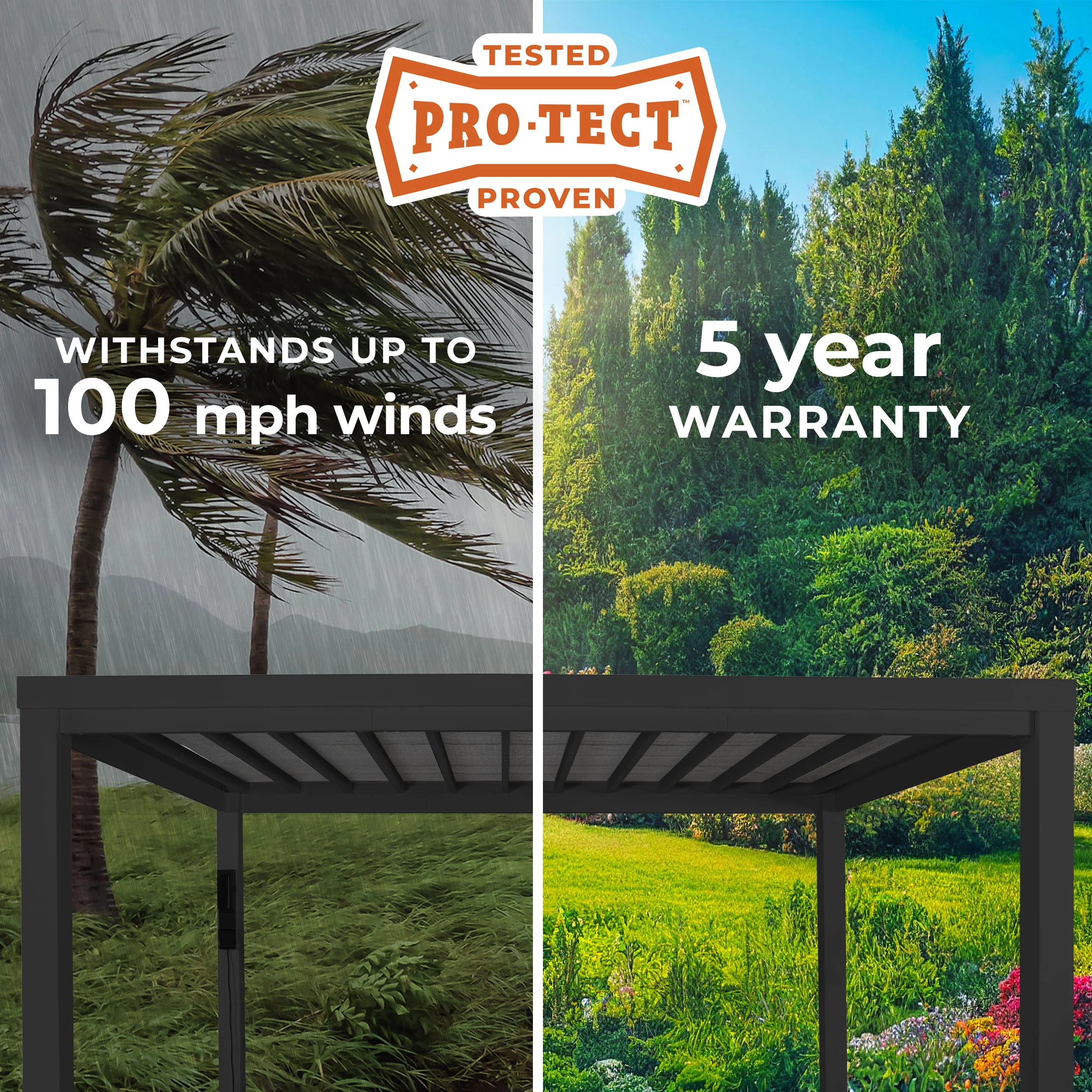 16x12 Trenton Modern Steel Pergola With Sail Shade Soft Canopy - Image 3