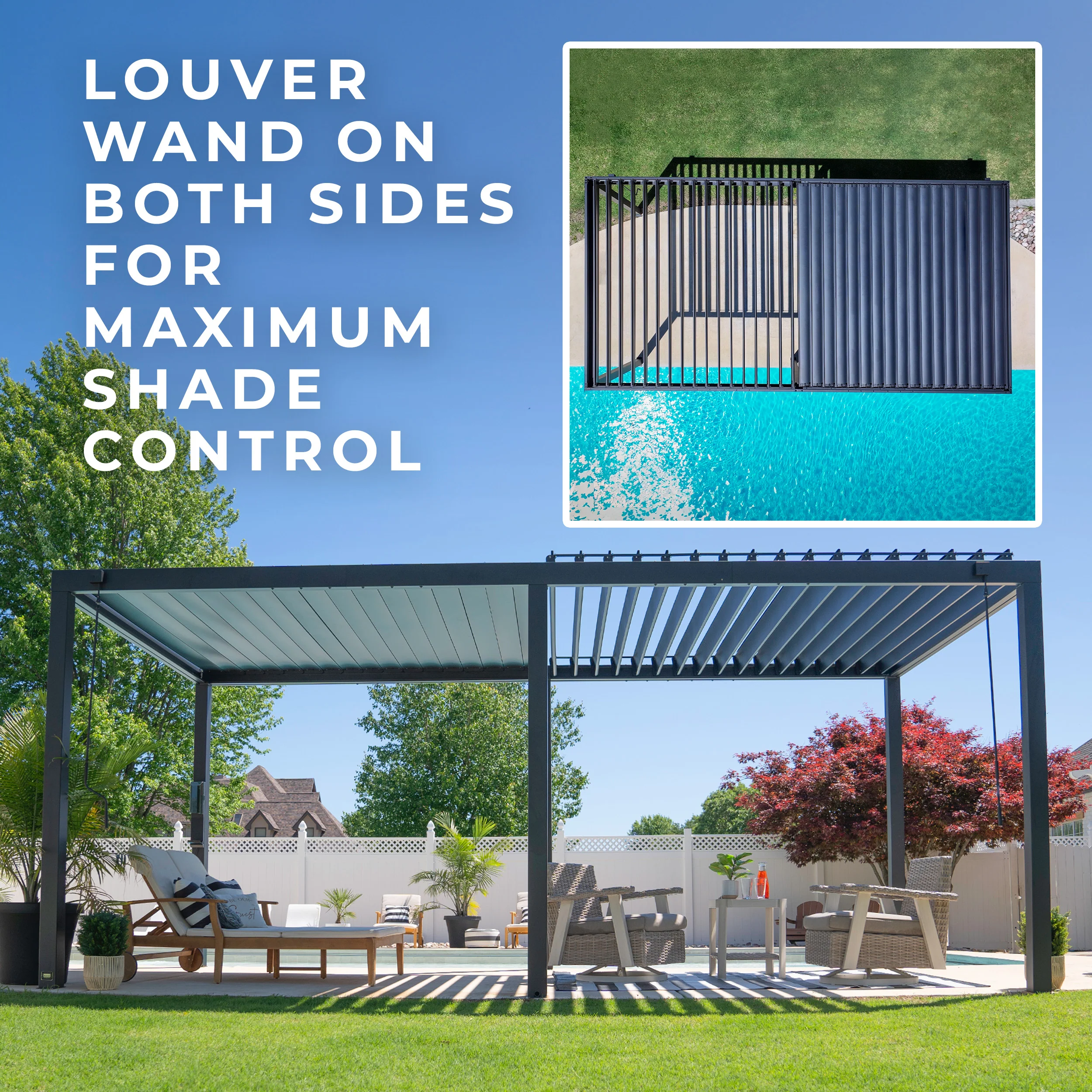 20x10 Sarasota Steel Louvered Pergola - Image 5