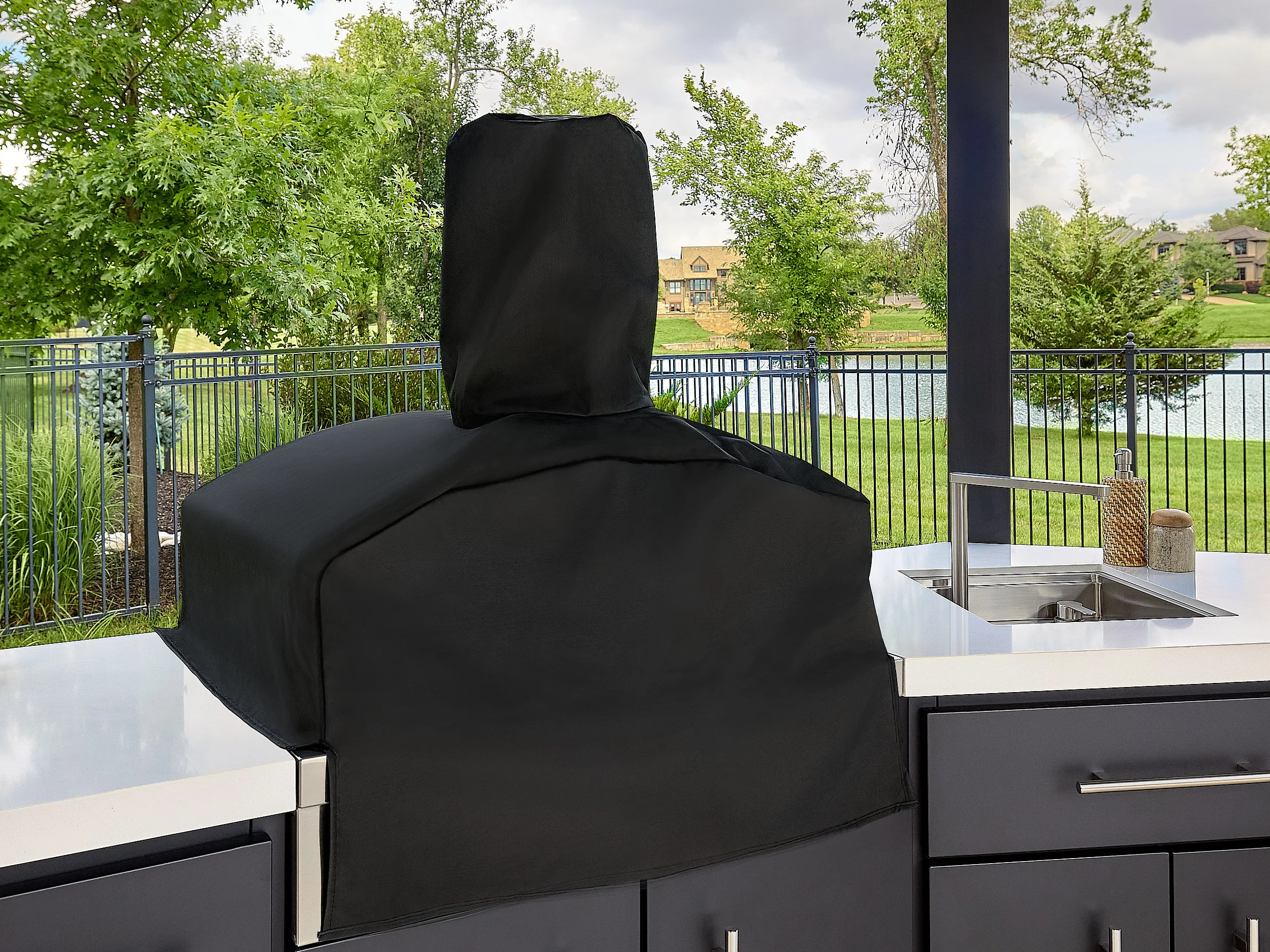 Edgemont Cove | Curved Outdoor Kitchen with Built-In Grill, Griddle & Pizza Oven - Image 27