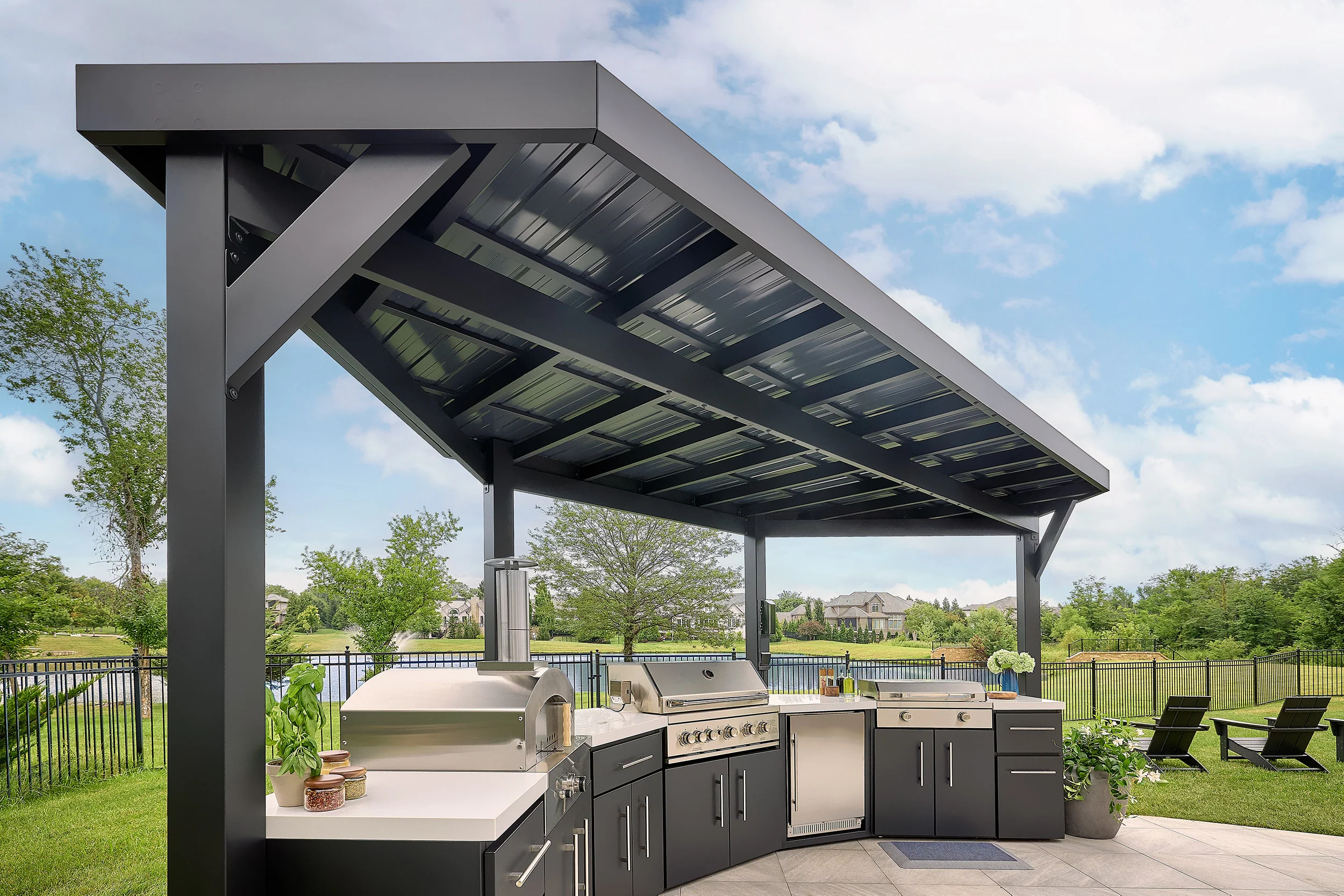 Edgemont Cove | Curved Outdoor Kitchen with Built-In Grill, Griddle & Pizza Oven - Image 3
