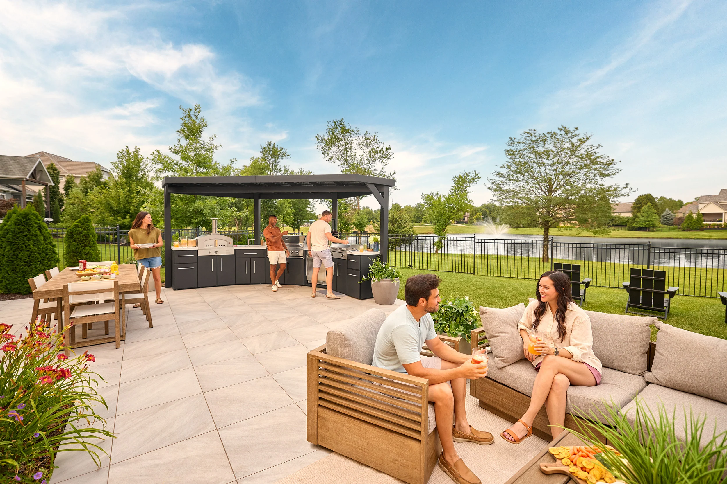 Edgemont Cove | Curved Outdoor Kitchen with Built-In Grill, Griddle & Pizza Oven - Image 30