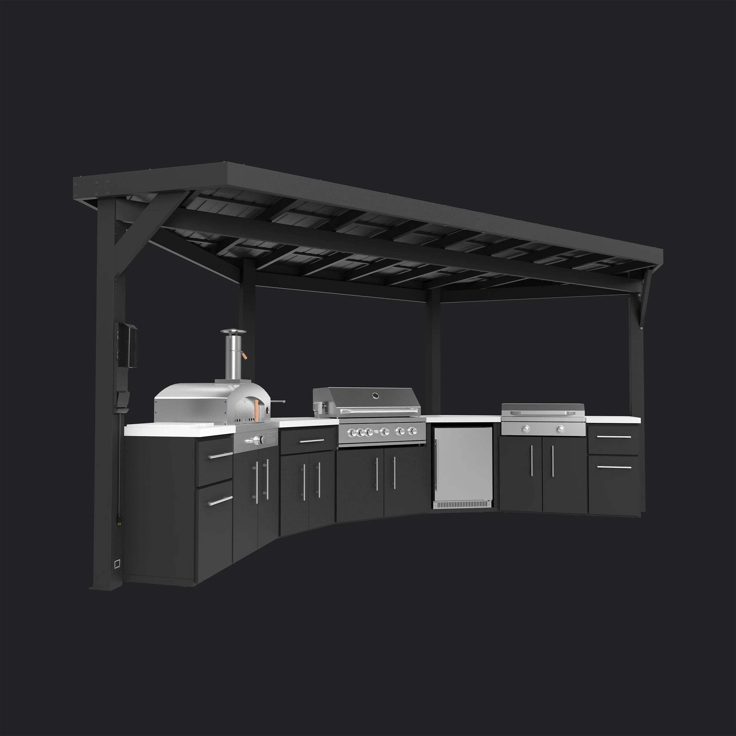 Edgemont Cove | Curved Outdoor Kitchen with Built-In Grill, Griddle & Pizza Oven - Image 34