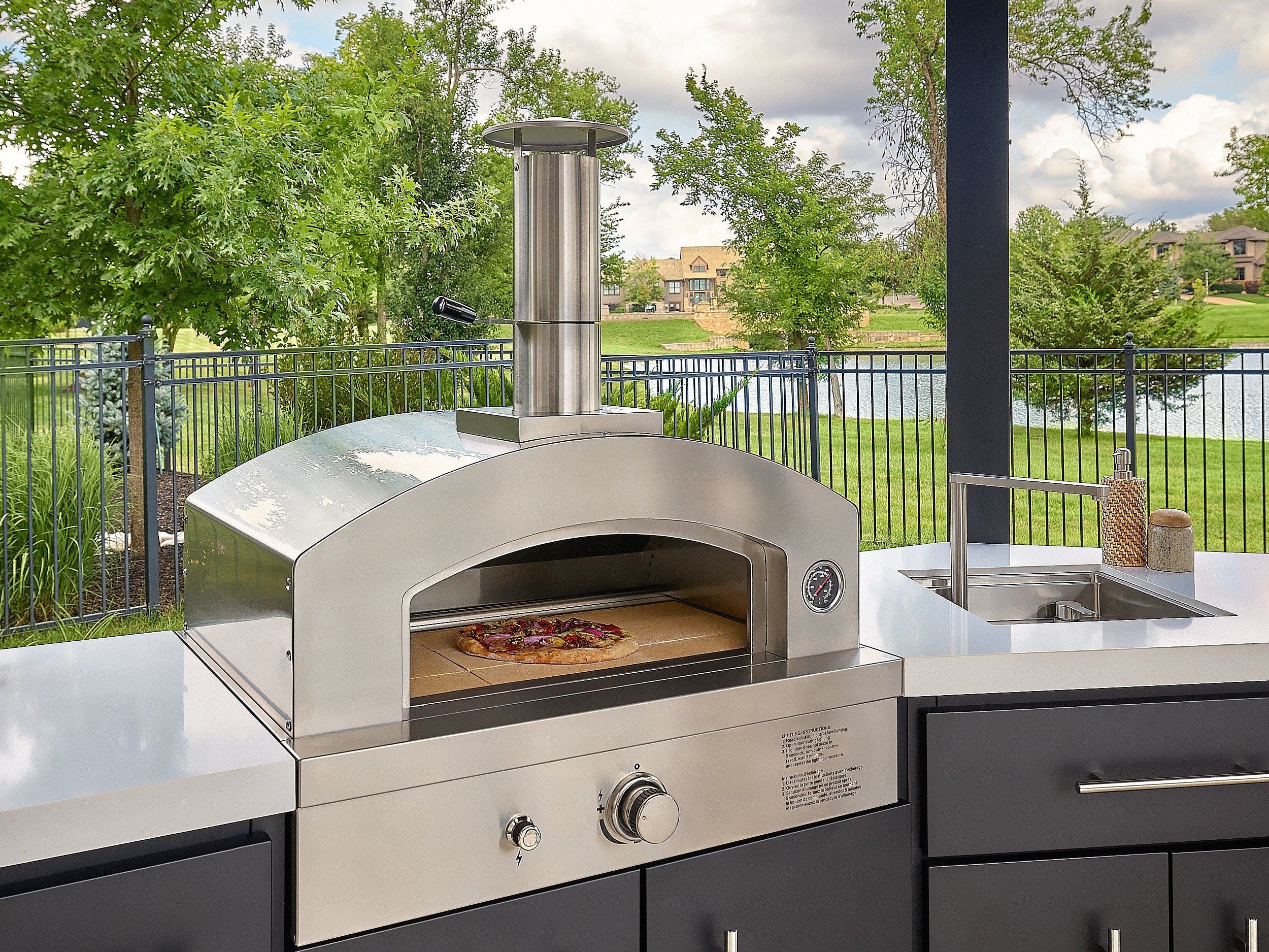 Edgemont Cove | Curved Outdoor Kitchen with Built-In Grill, Griddle & Pizza Oven - Image 7