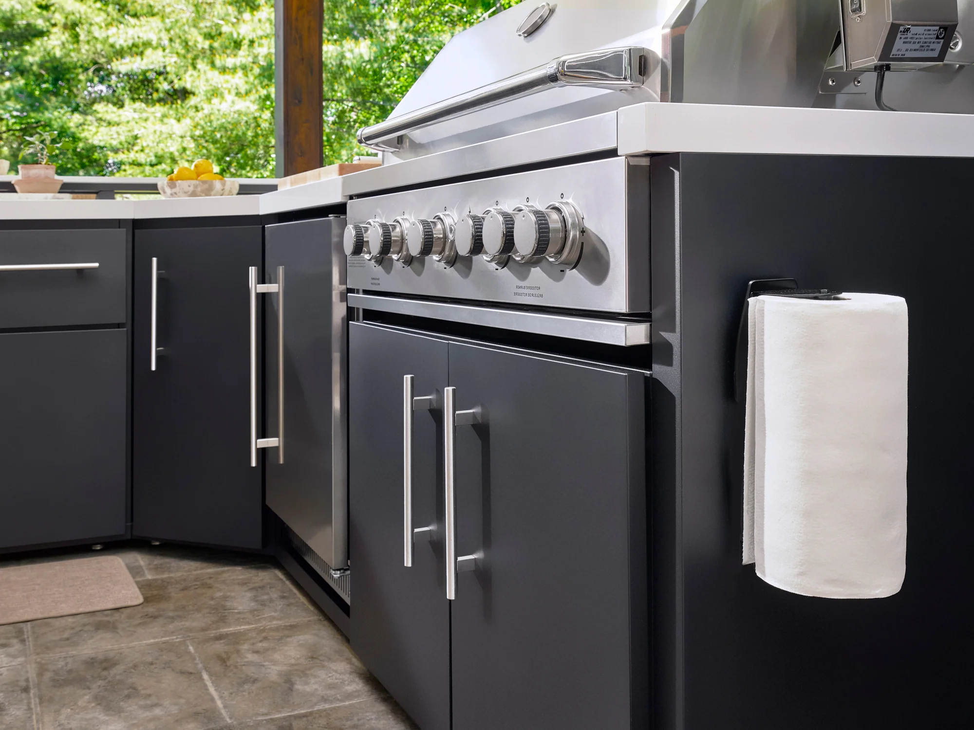 Emory | Corner Outdoor Kitchen Island with Built-In Grill & Pizza Oven - Image 16
