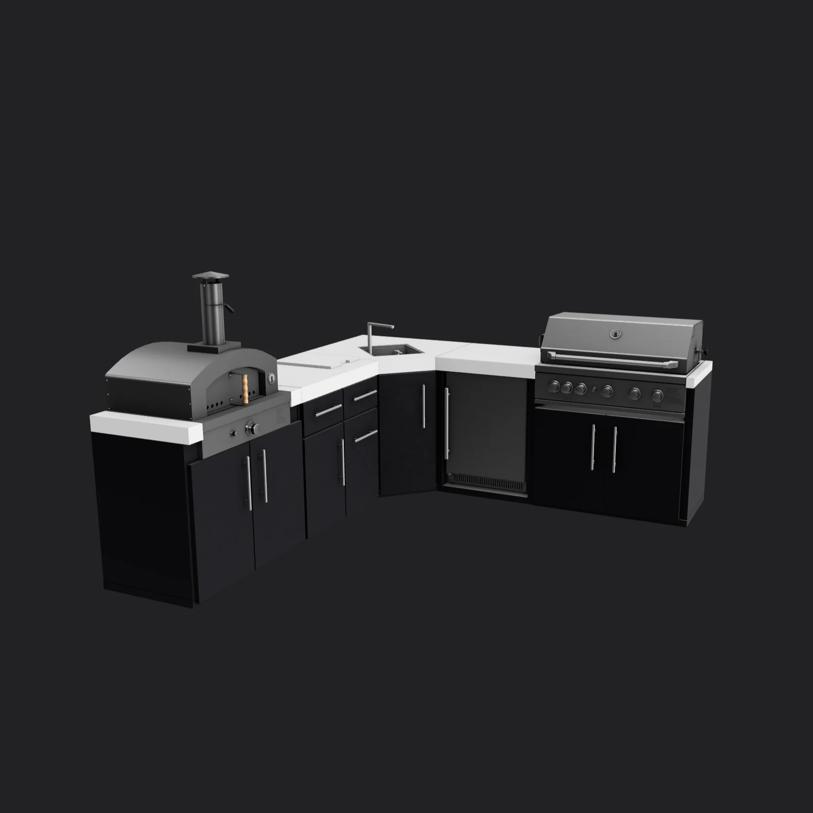 Emory | Corner Outdoor Kitchen Island with Built-In Grill & Pizza Oven - Image 27