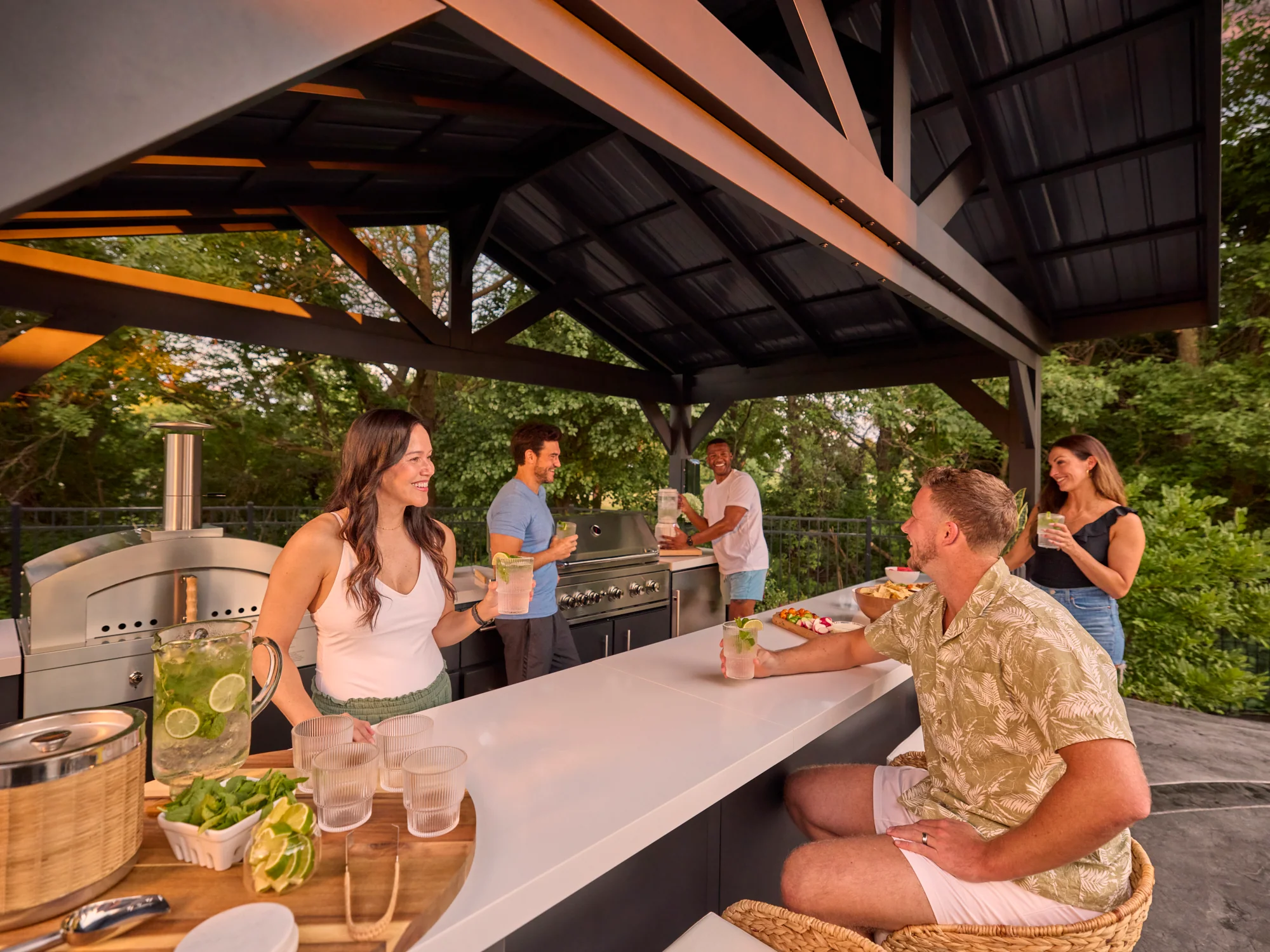 Lancaster | Galley Outdoor Kitchen with Built-In Grill & Pizza Oven - Image 28