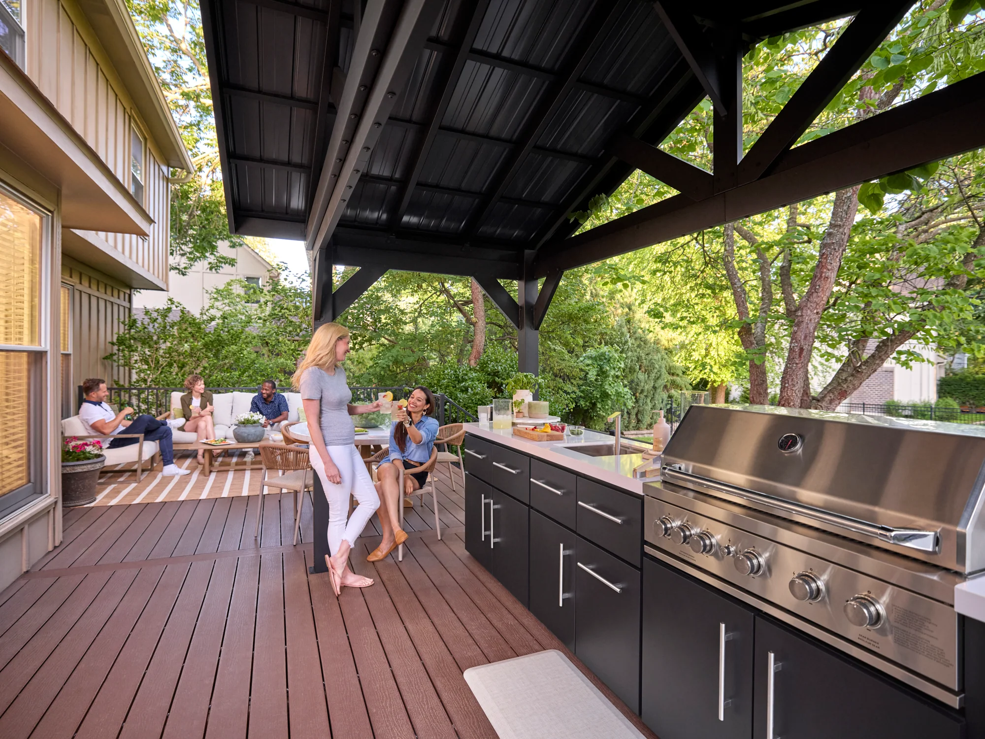 Lancaster | Covered Linear Outdoor Kitchen with Built-In Grill - Image 21