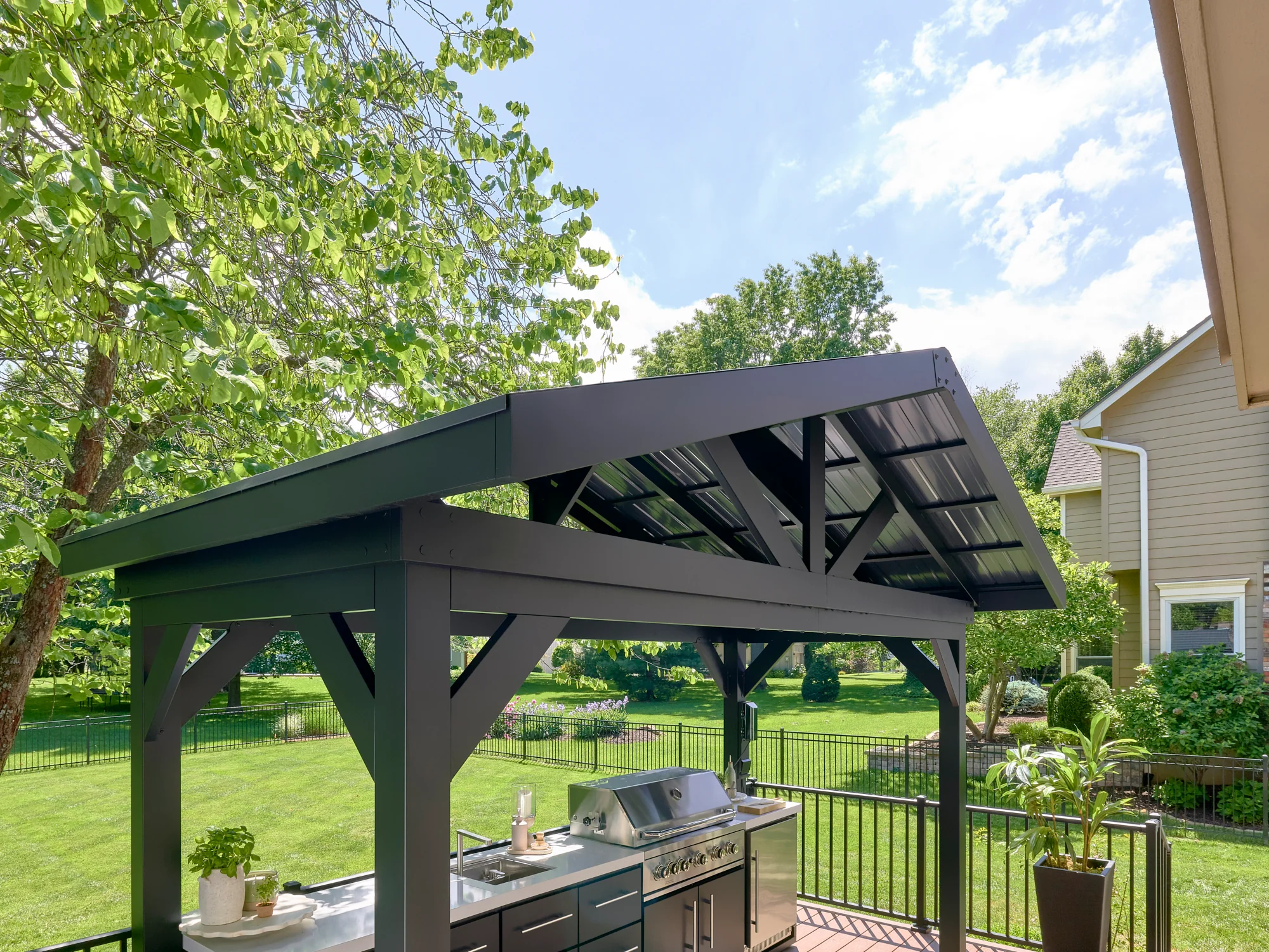 Lancaster | Covered Linear Outdoor Kitchen with Built-In Grill - Image 3