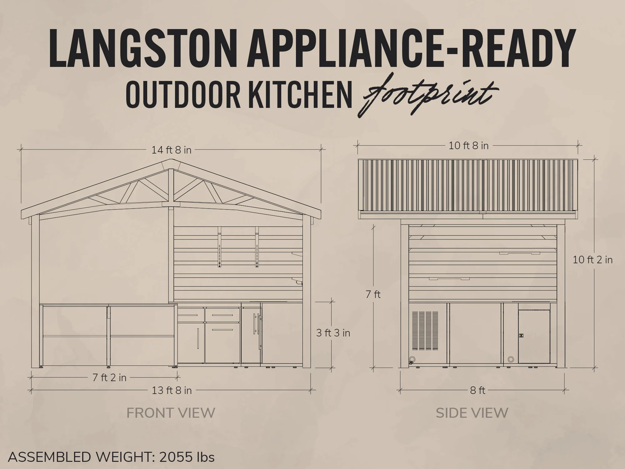 Langston | Covered Appliance-Ready Outdoor Kitchen with Refrigerator & Sink - Image 2