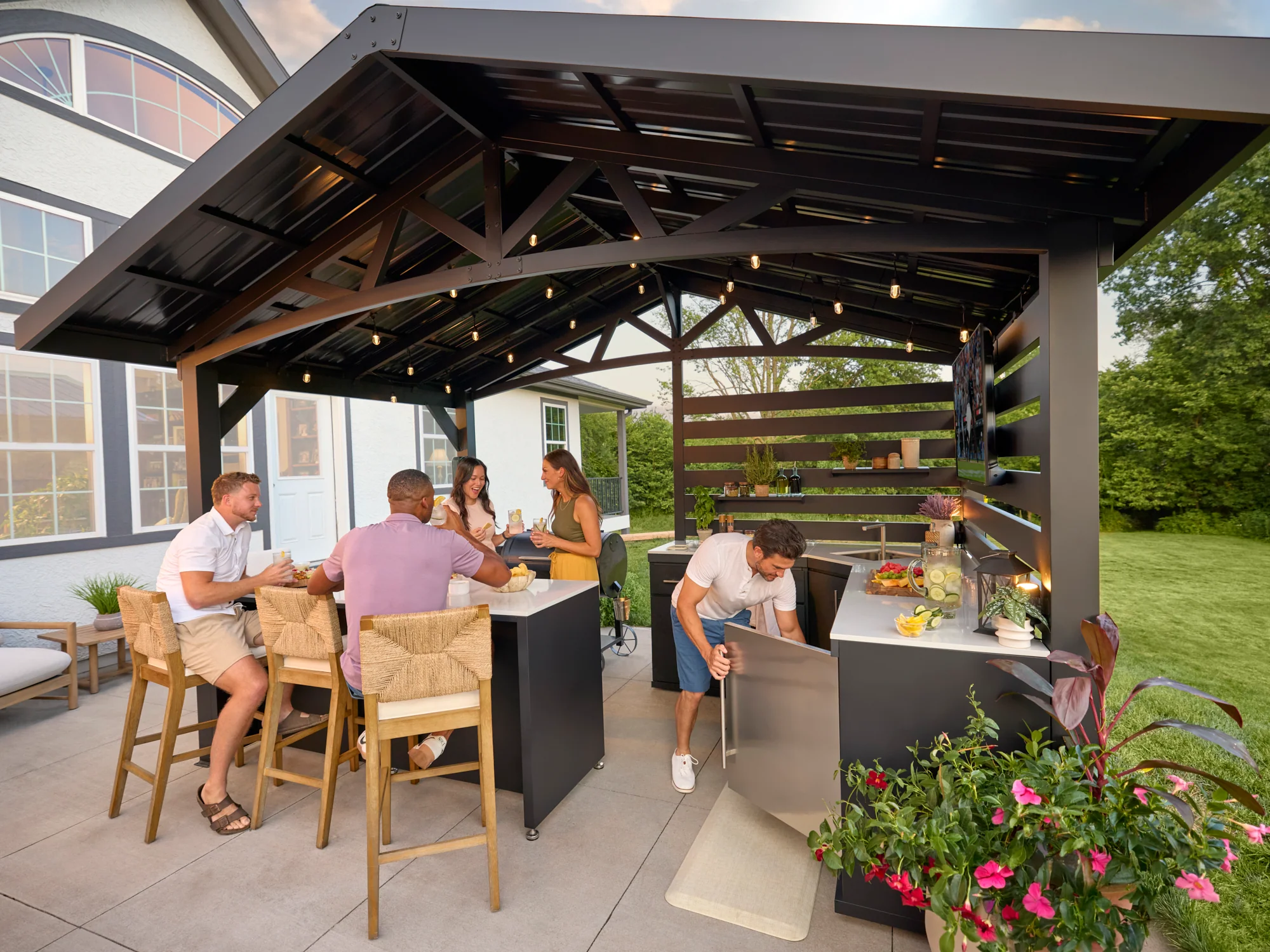 Langston | Covered Appliance-Ready Outdoor Kitchen with Refrigerator & Sink - Image 20