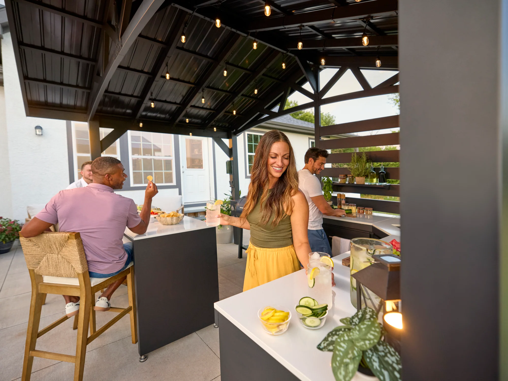 Langston | Covered Appliance-Ready Outdoor Kitchen with Refrigerator & Sink - Image 21