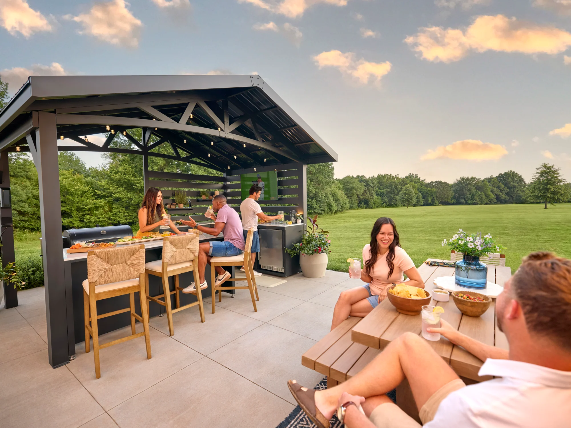 Langston | Covered Appliance-Ready Outdoor Kitchen with Refrigerator & Sink - Image 24