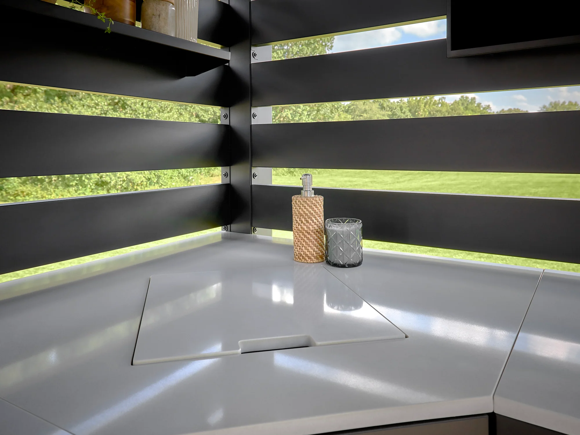 Langston | Covered Walk-In Outdoor Kitchen with Built-In Grill & Pizza Oven - Image 14