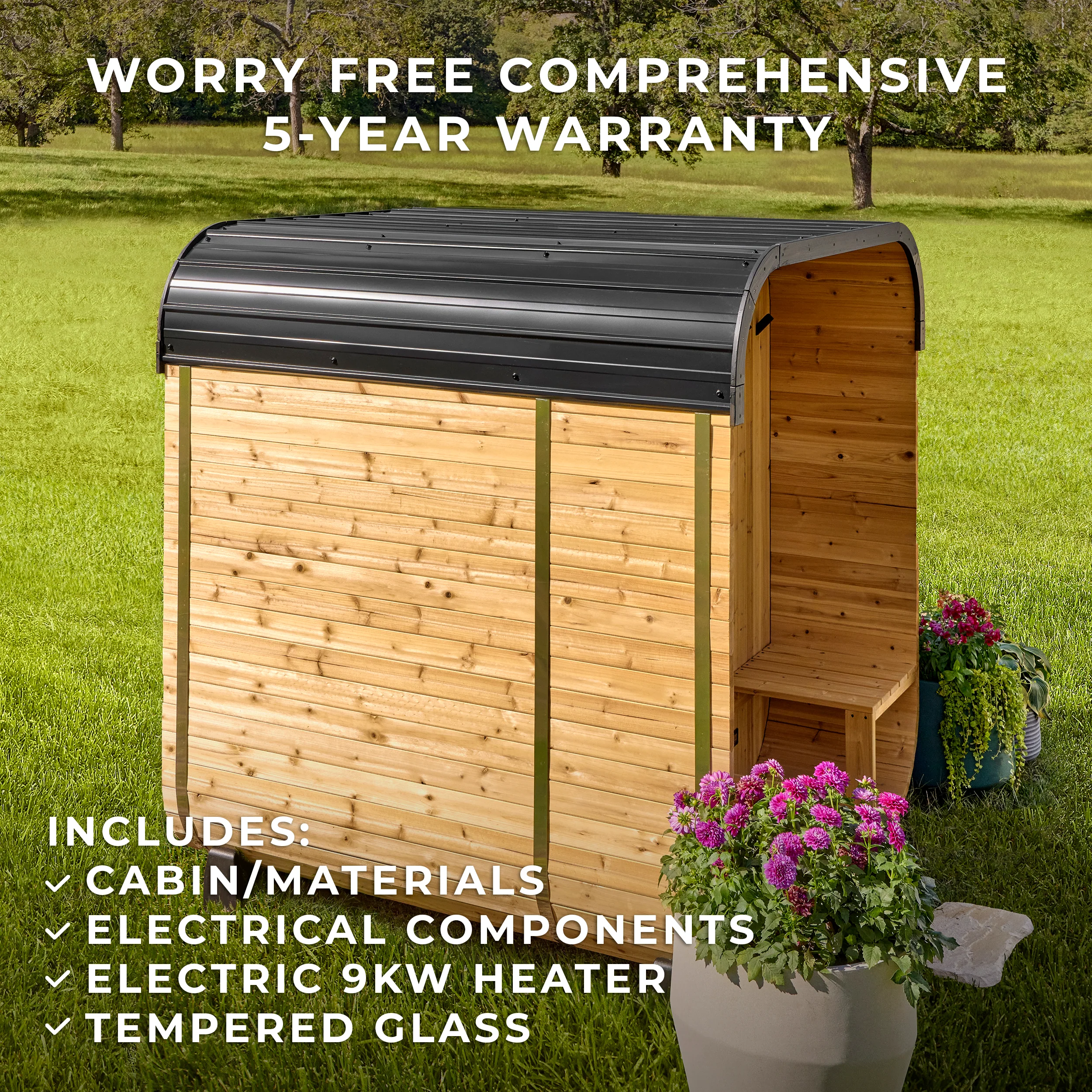 Lennon Outdoor Cube Sauna with Porch – 2-4 Person - Image 3