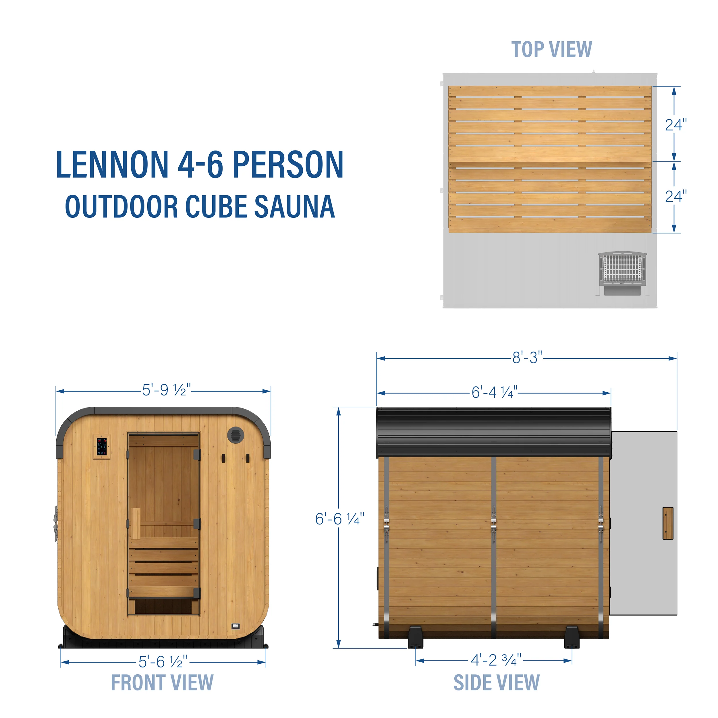 Lennon Outdoor Cube Sauna – 4-6 Person - Image 3
