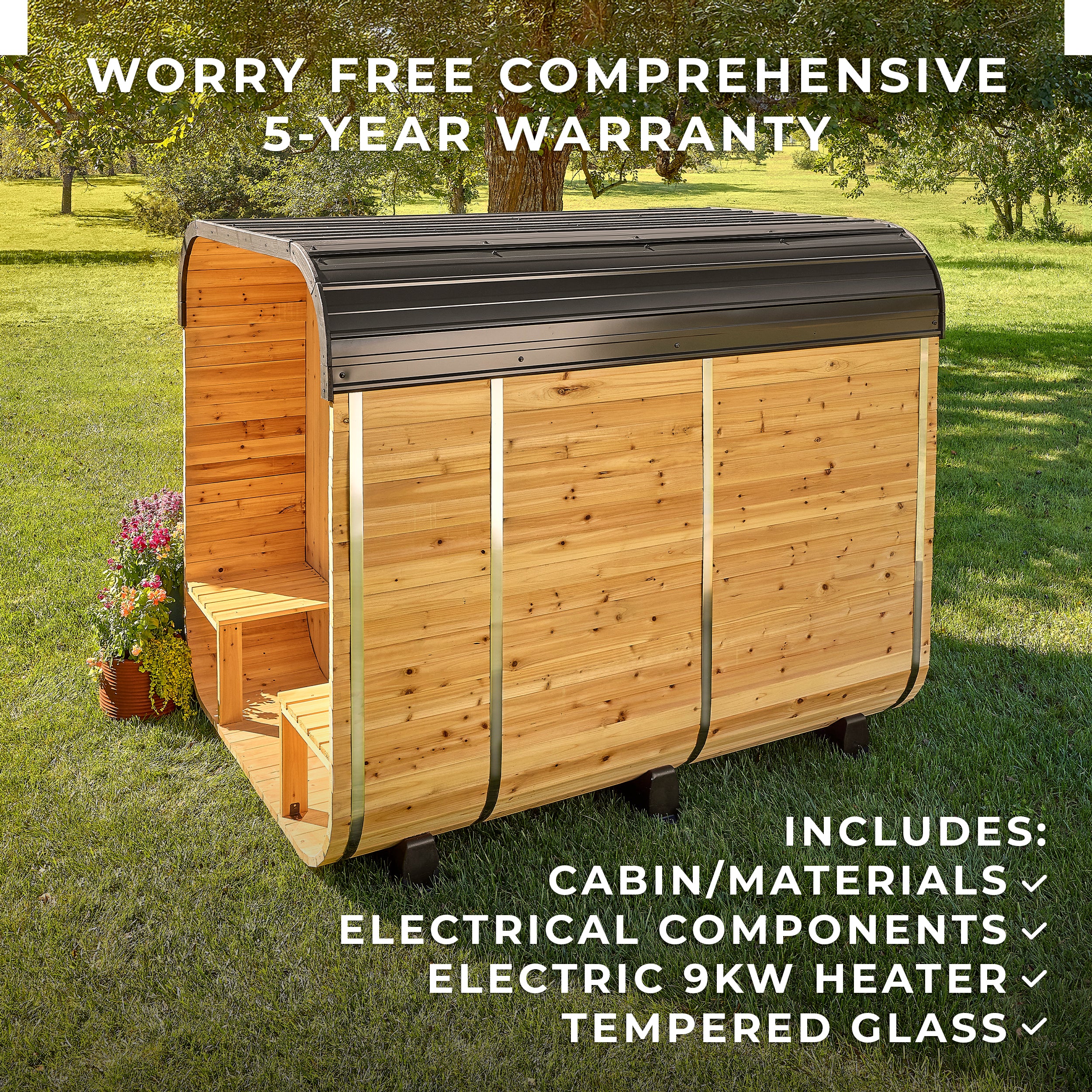 Lennon Outdoor Cube Sauna with Porch – 4-6 Person - Image 3