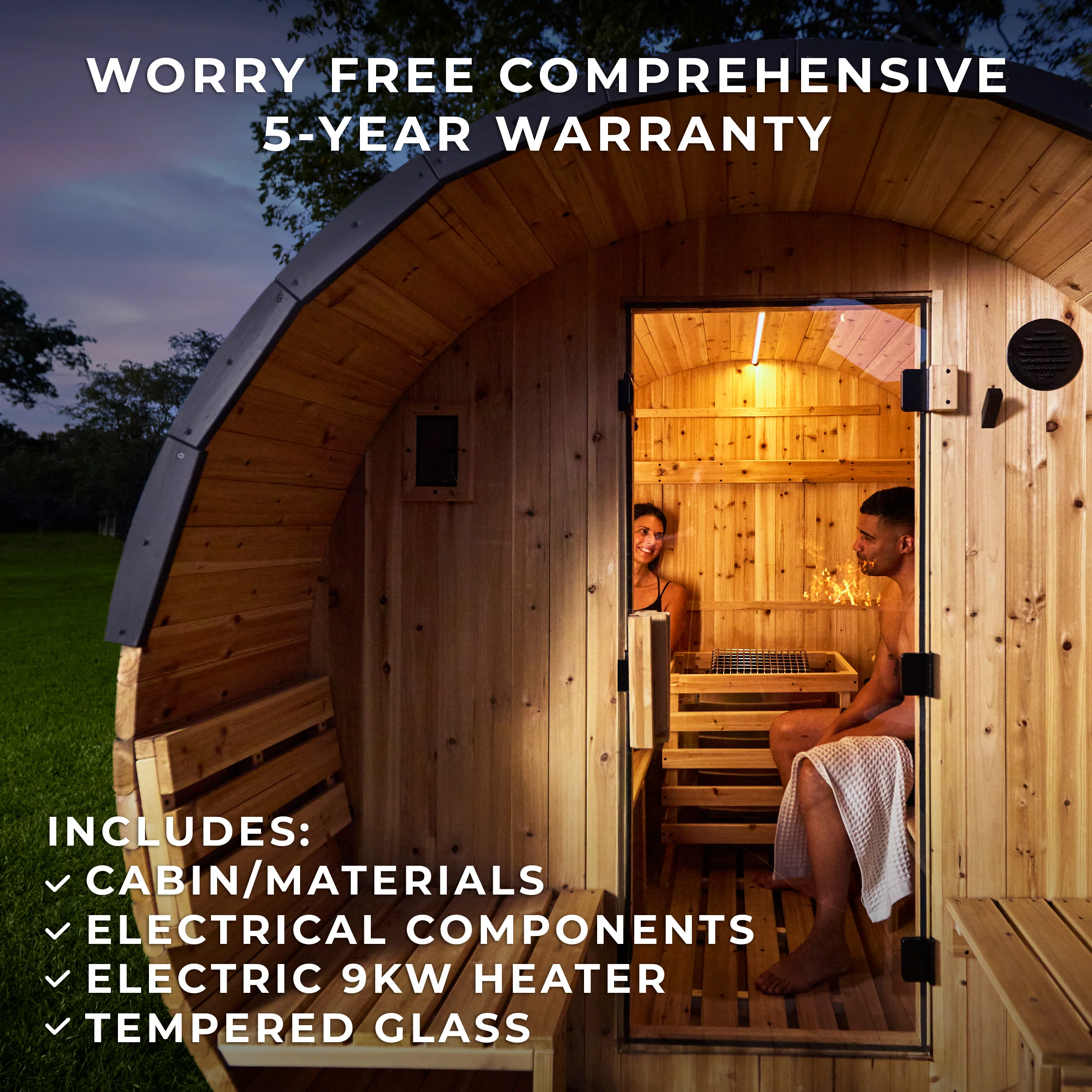 Paxton Outdoor Barrel Sauna with Porch – 2-4 Person - Image 3
