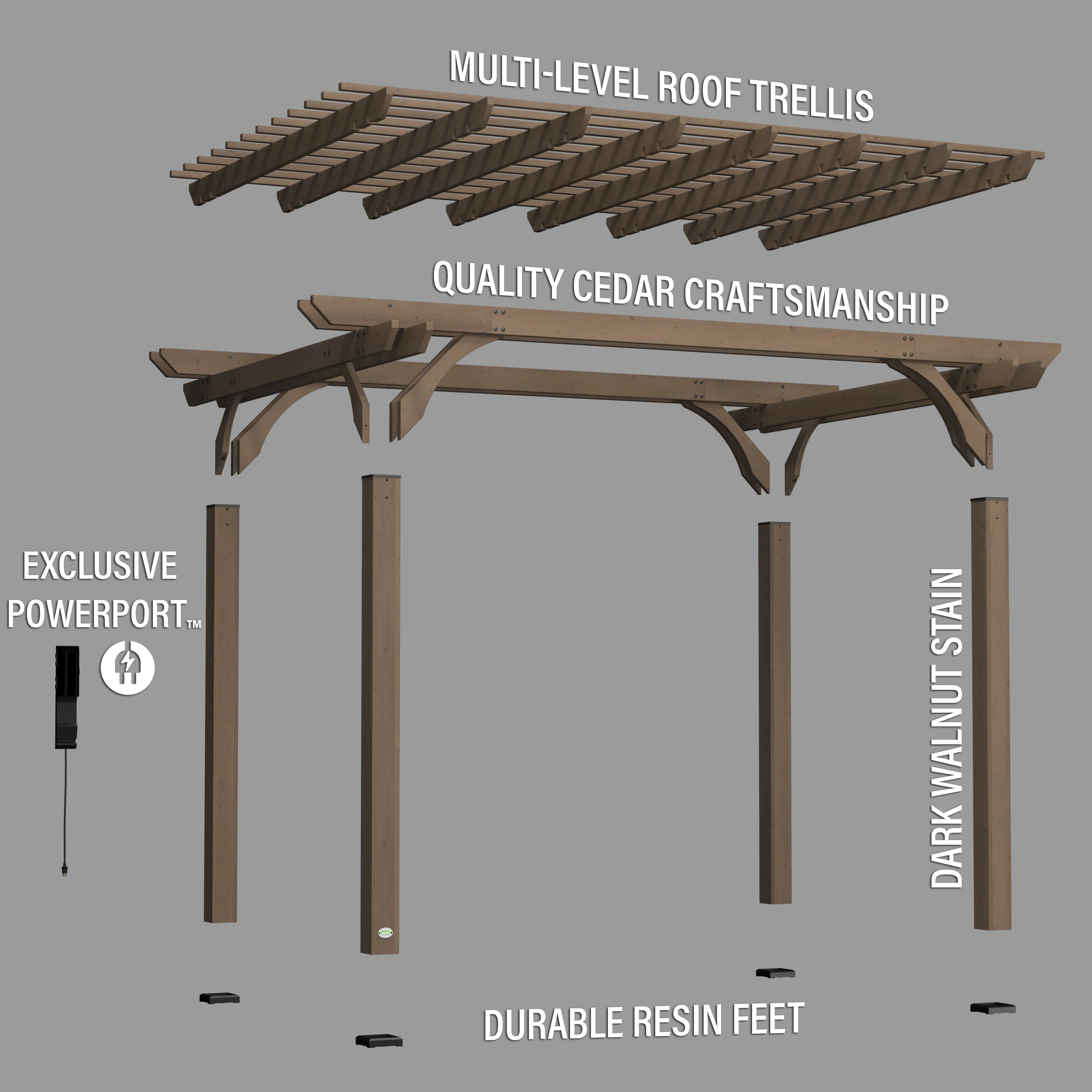 14x10 Somerville Pergola - Barnwood Stain - Image 8