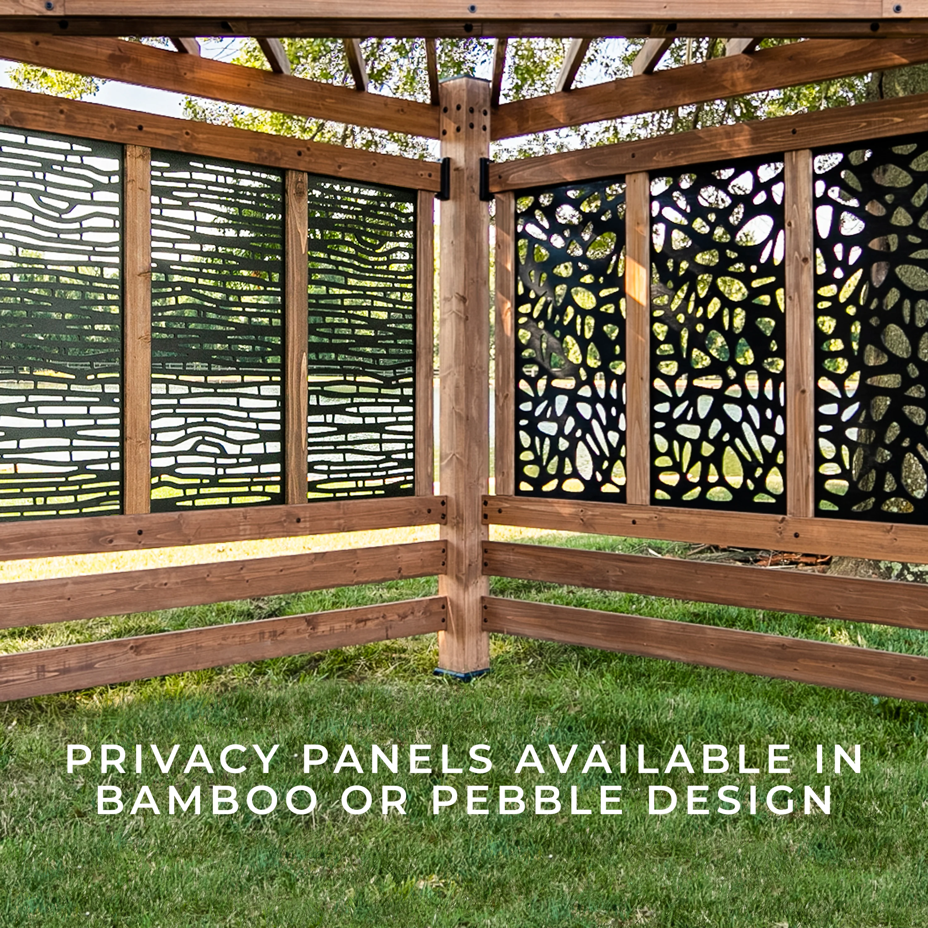Tuscany Corner Pergola with Conversation Seating - Bamboo Panels - Image 4