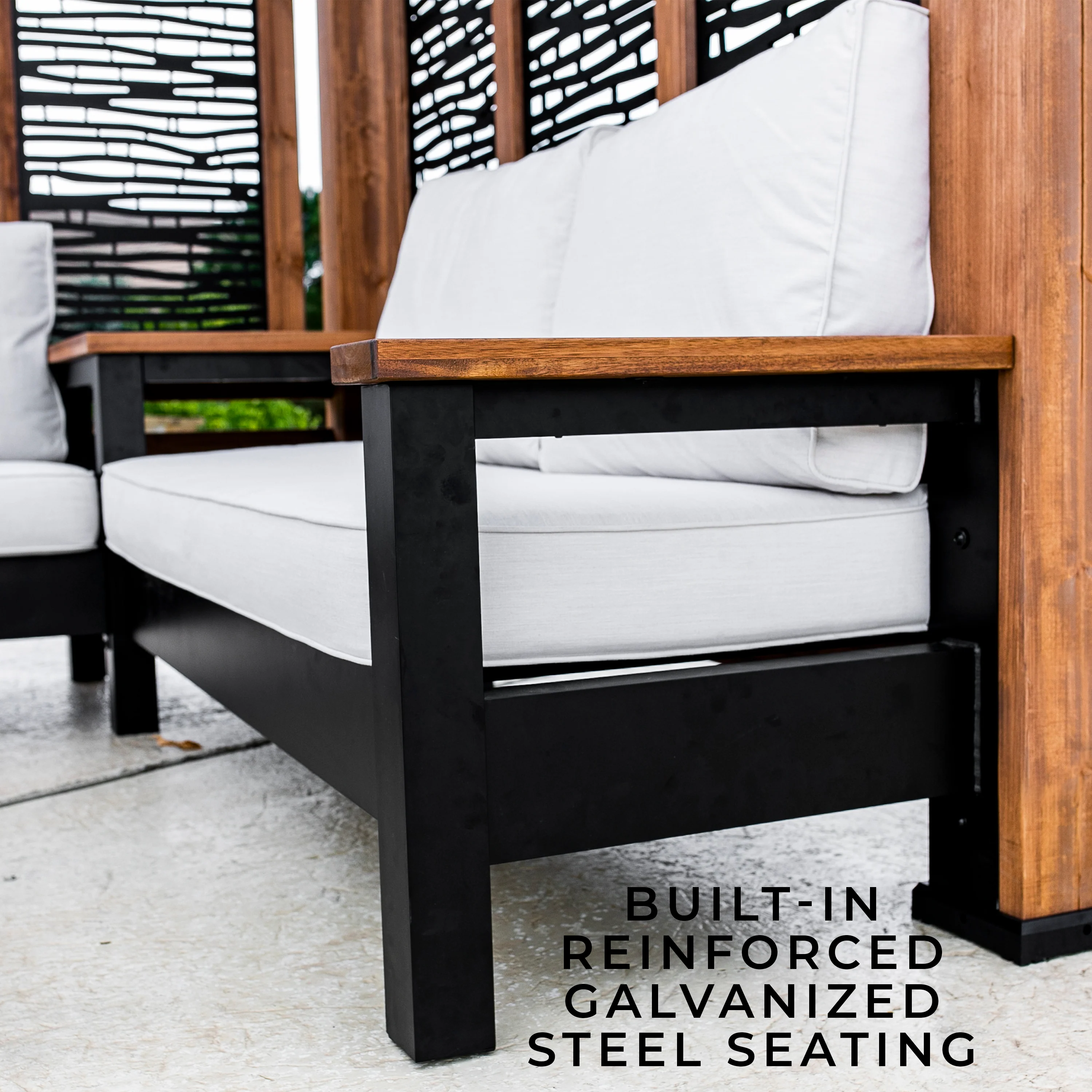 Tuscany Corner Pergola with Conversation Seating - Bamboo Panels - Image 6